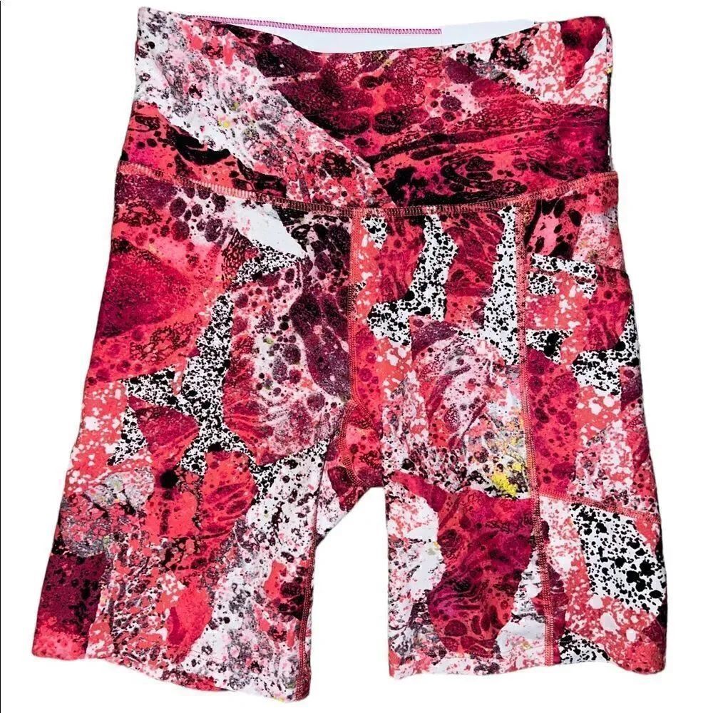 Calvin Klein Performance Carbonate Berry Printed High Waist Bike Shorts XS NWT - Picture 2 of 7